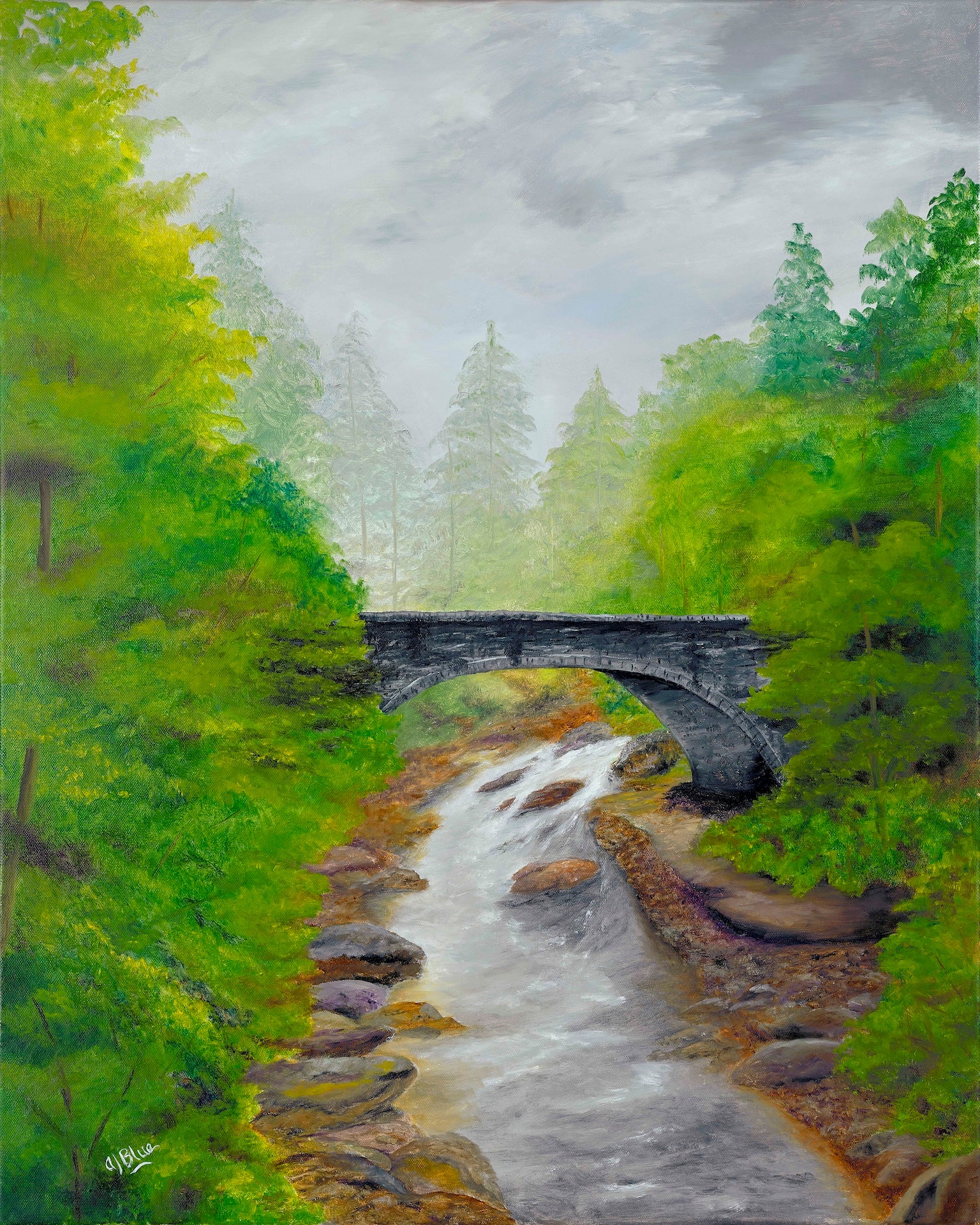 Bridge Over a River -  Oil ‐ Canvas ‐ 24 x 30 x 1.5