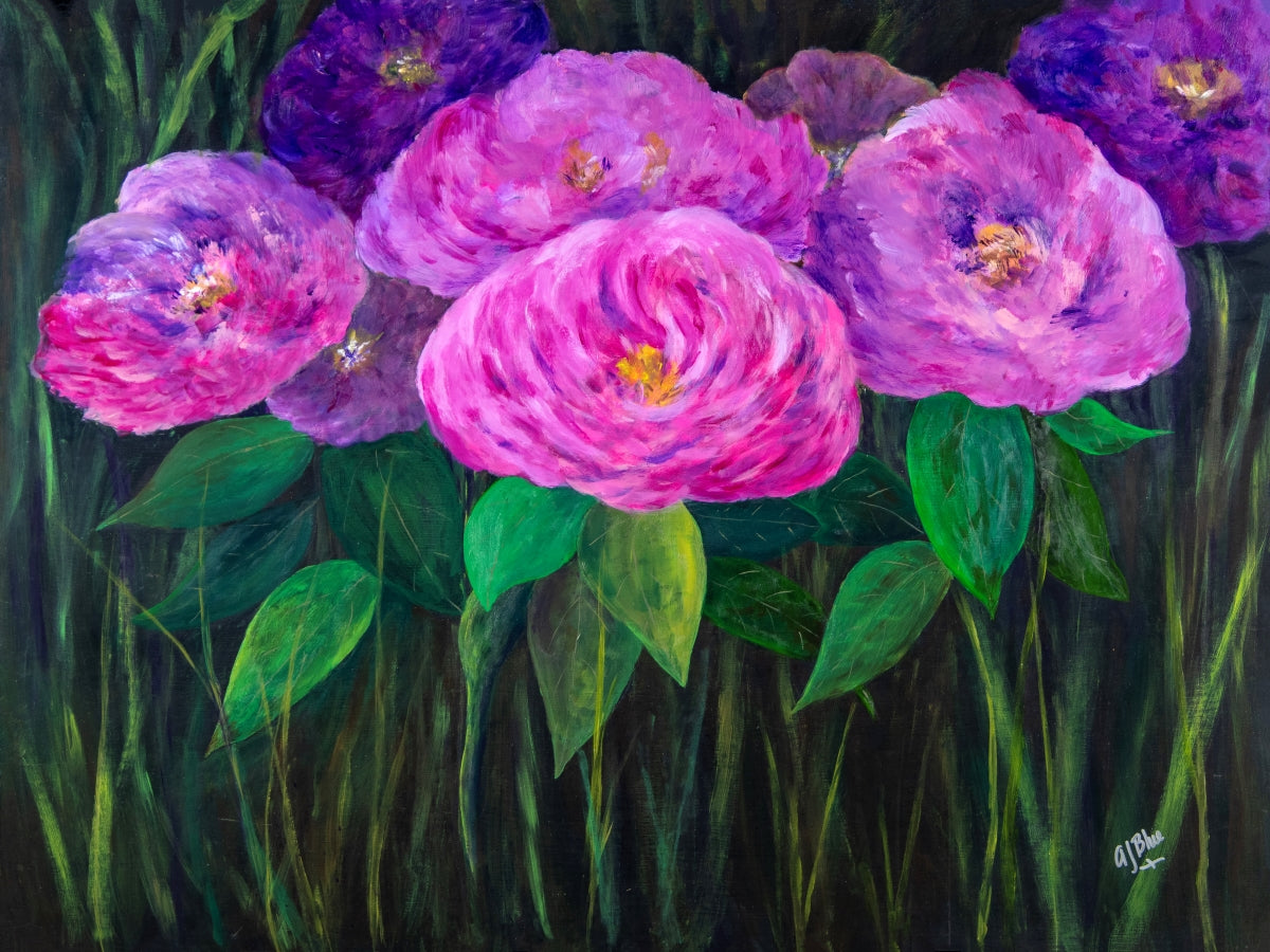 Glorious Blooms, acrylic on masonite, 32"x24"