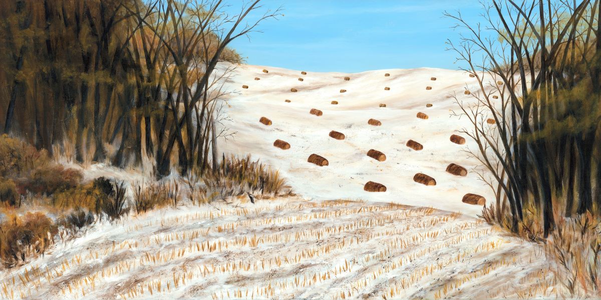 Late Winter Fields, acrylic on canvas, 24 x 48 x 1.5"