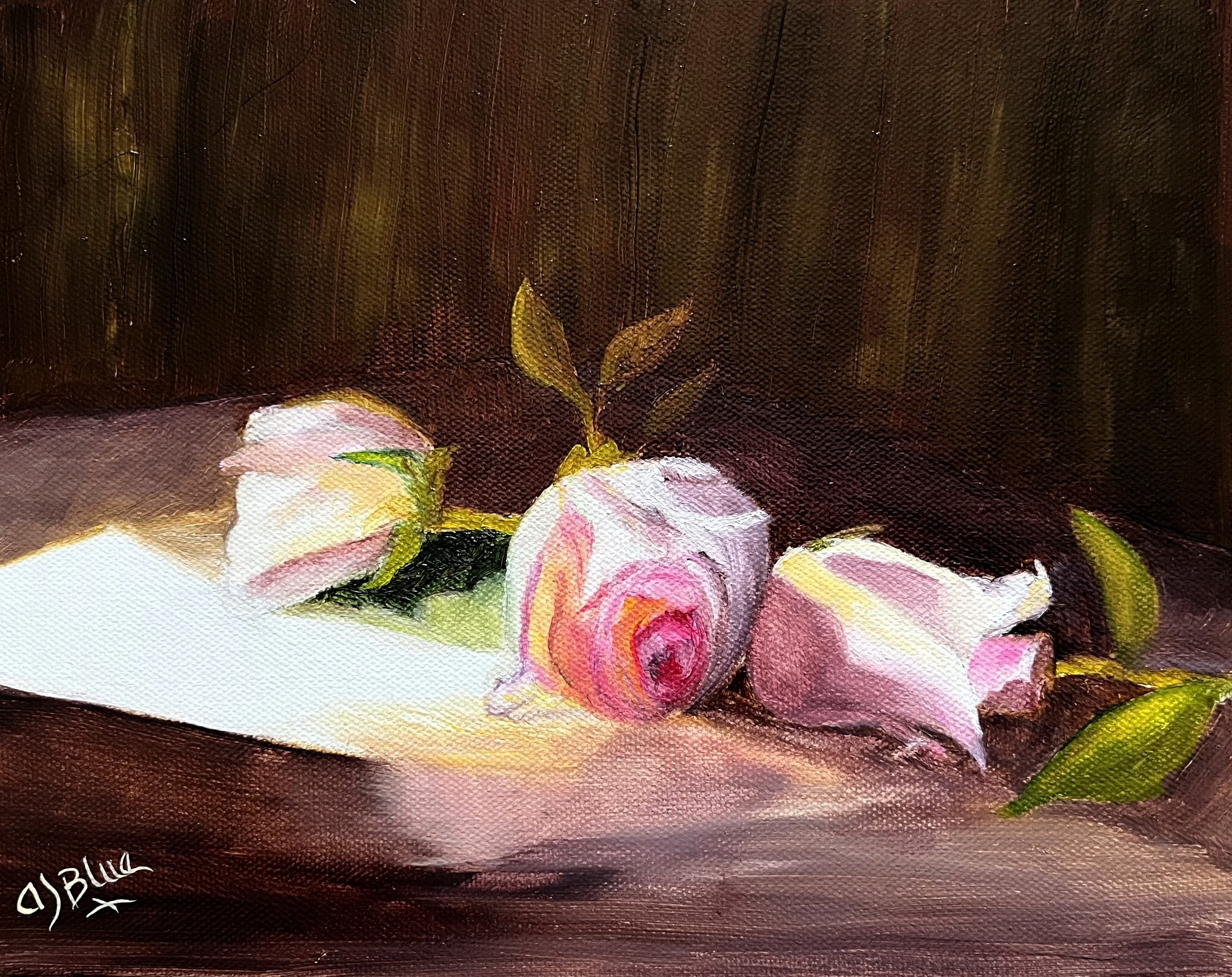Roses on the Table, oil on canvas, 8x10